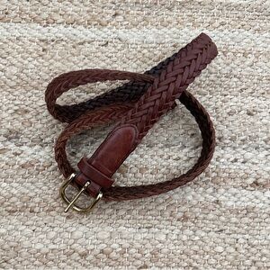 Eddie Bauer Vintage 100% Genuine Leather Braided Brass Belt Size 36